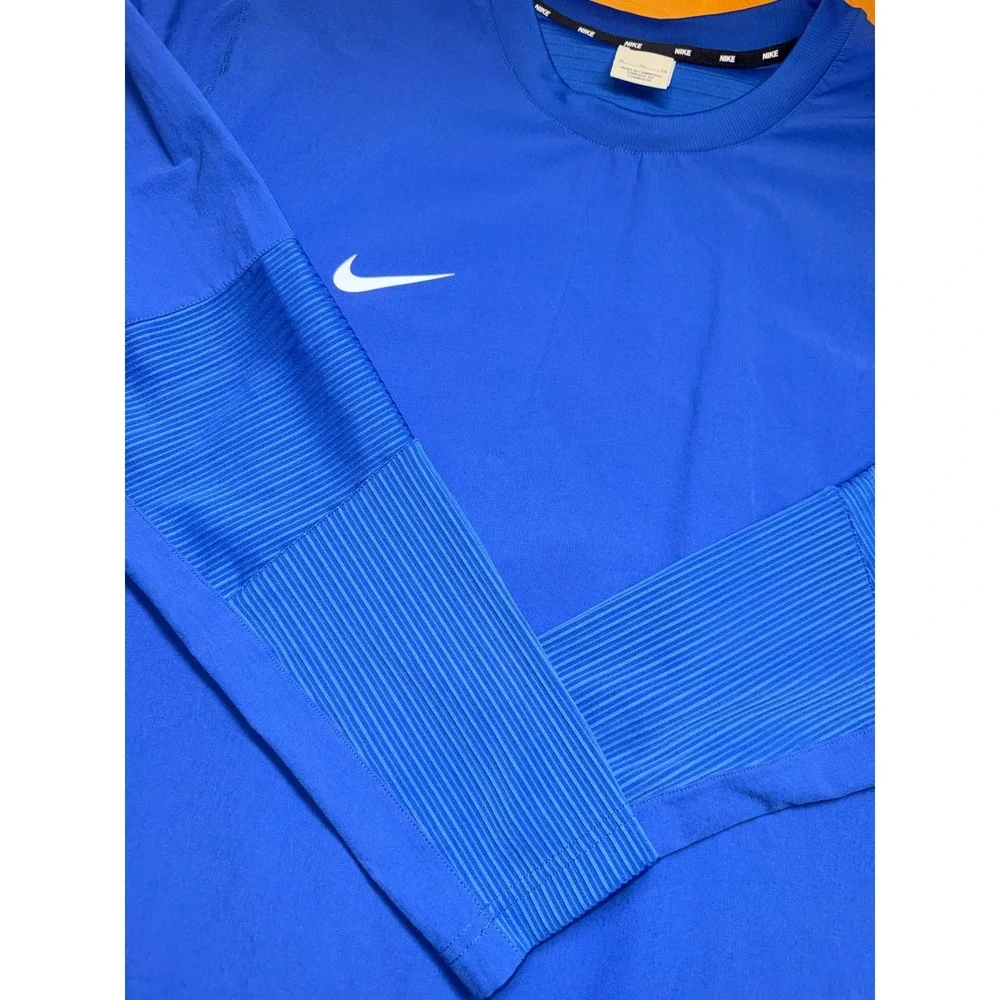 Nike Dri-FIT Mens XL Royal Blue Long Sleeve Training Shirt Ribbed Panels